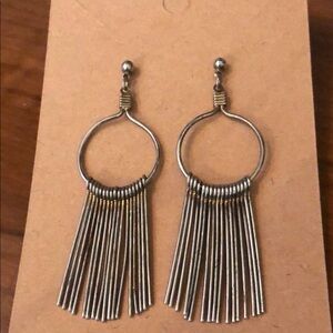 Silver Fringe Hoop Earrings